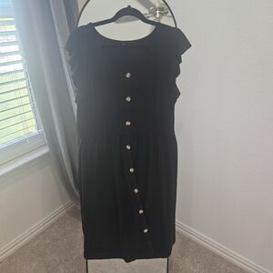 Elegant Black Button-Down Dress